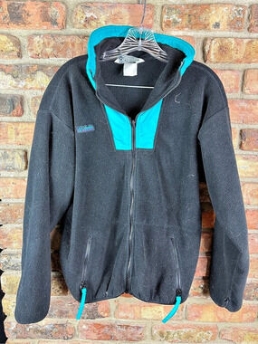 Columbia Fleece Hooded Jacket in Black & Blue